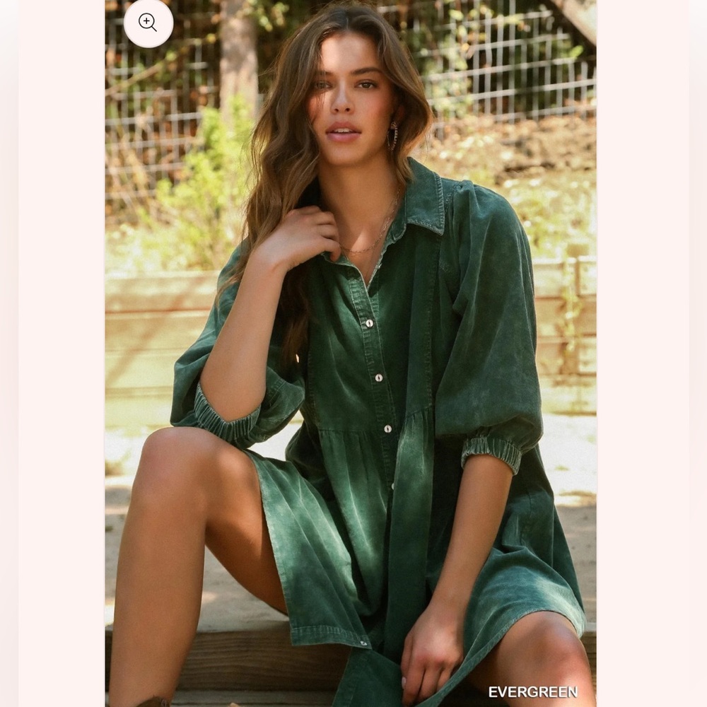 Umgee Corduroy Button-Front Mini Dress